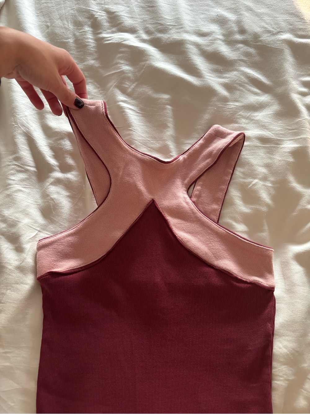 Anthropologie Maeve Ribbed Cross Back Top